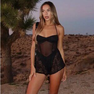 NWT White Fox Boutique Black Romper